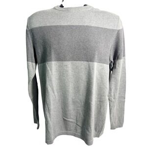 PrAna Sweater Mens Medium Gray Waffle Knit Striped Crewneck Pullover Casual